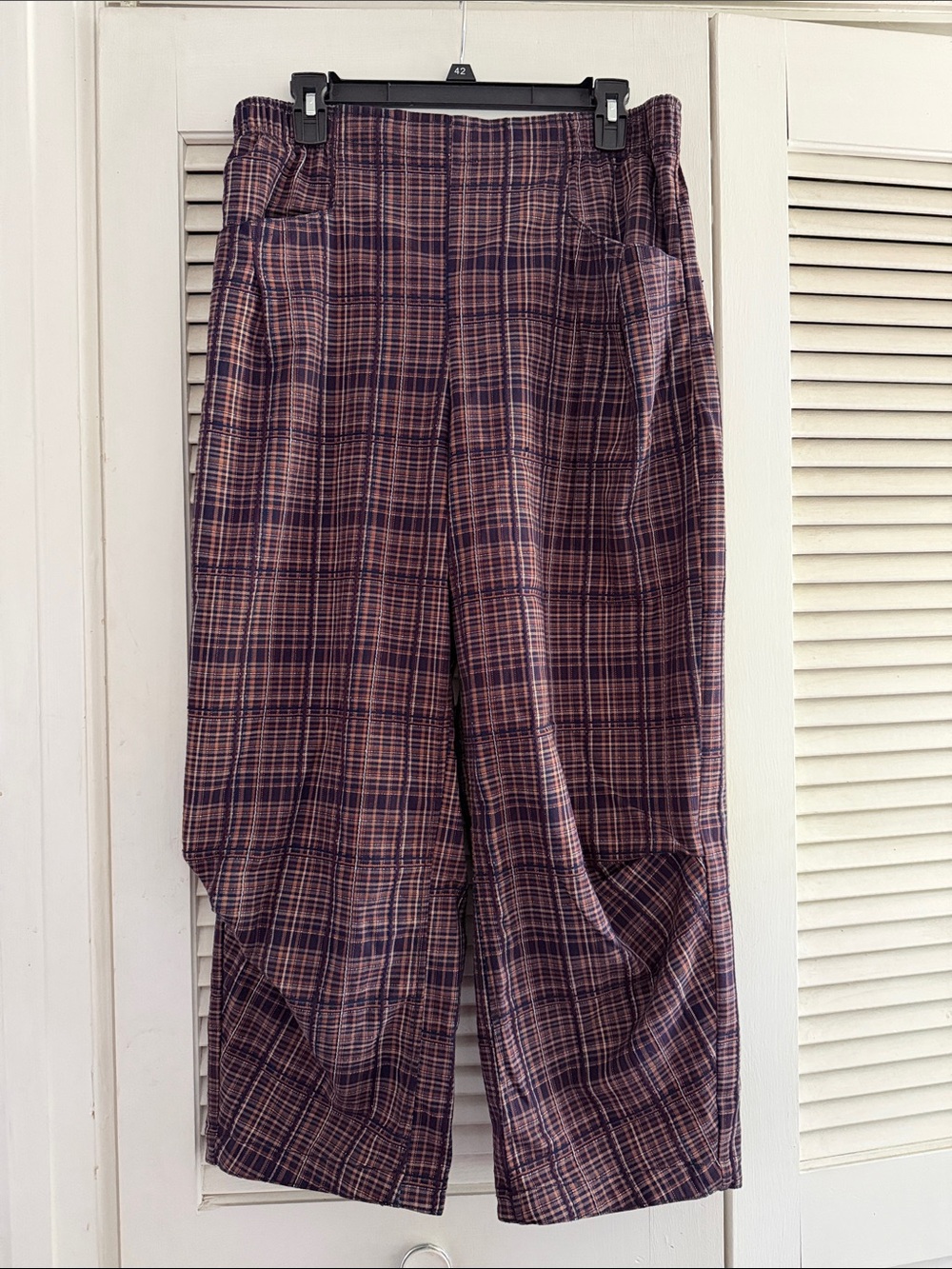 Free People Nice Choice Plaid Pull On Pants Large
